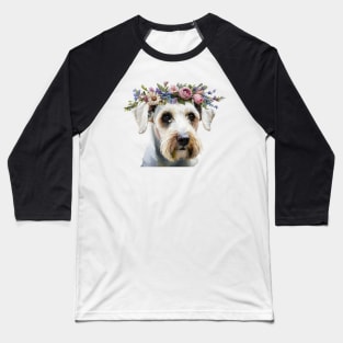 Floral Sealyham Terrier Baseball T-Shirt